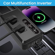 Gurxun Dual Digital Display Car Inverter With 2 USB+2 Type-C Ports US Plug 110V