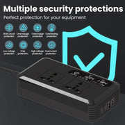 Gurxun Dual Digital Display Car Inverter With 2 USB+2 Type-C Ports Universal Plug 110V