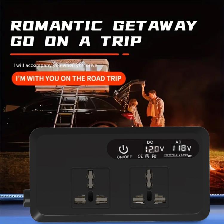 Gurxun Dual Digital Display Car Inverter With 2 USB+2 Type-C Ports US Plug 110V