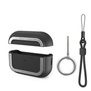 For AirPods Pro 2 AhaStyle JY09 Dual Lanyard Case TPU+Aluminum Personalized Case(Black)