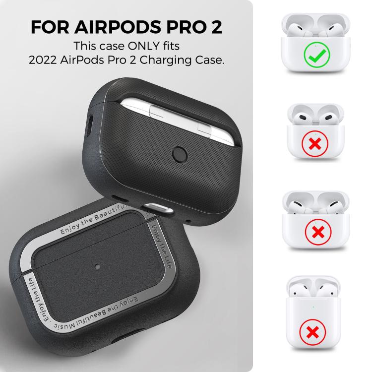 For AirPods Pro 2 AhaStyle JY09 Dual Lanyard Case TPU+Aluminum Personalized Case(Black)