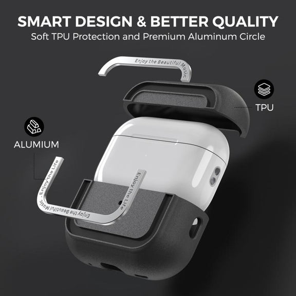 For AirPods Pro 2 AhaStyle JY09 Dual Lanyard Case TPU+Aluminum Personalized Case(Dark Blue)