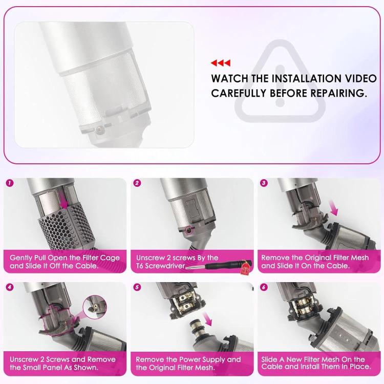 For Dyson Airwrap HS01 HS05 Hair Styler Inner Filter Repair Parts, Spec: Inner Filter+Clean Brush