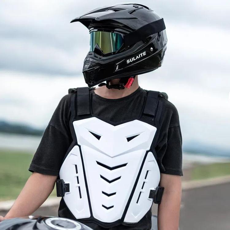 SULAITE Motocross Armor Vest Motorcycle Rider Chest Protection Equipment Racing Anti-Fall Armor Protector, Size: Uniform(White)