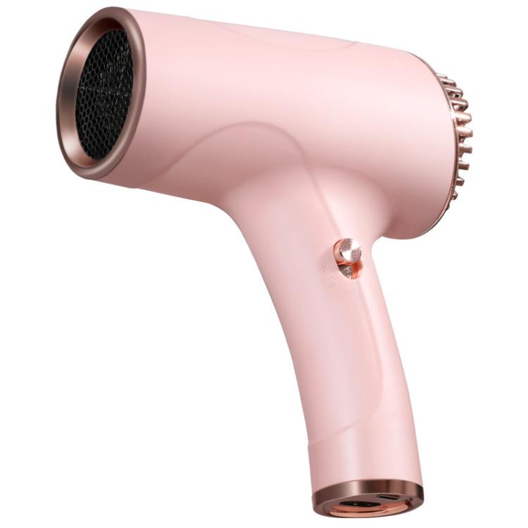 Rechargeable Wireless Hair Dryer Negative Ion Hot and Cold Wind Versatile Hairdressing Tools EU Plug(Pink)
