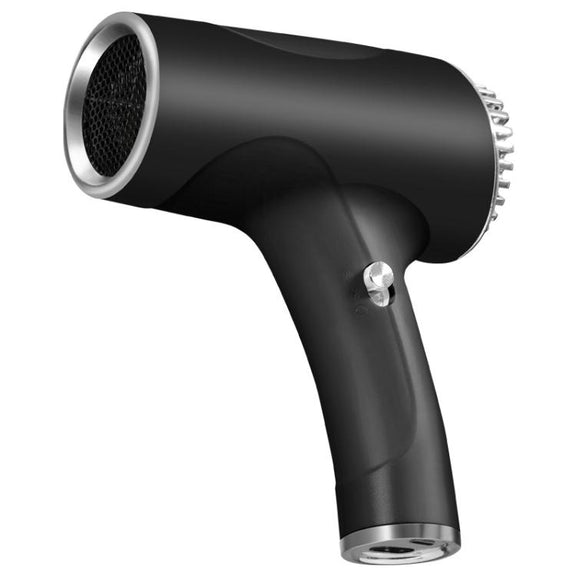Rechargeable Wireless Hair Dryer Negative Ion Hot and Cold Wind Versatile Hairdressing Tools EU Plug(Black)