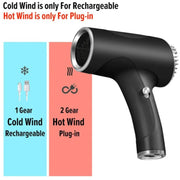 Rechargeable Wireless Hair Dryer Negative Ion Hot and Cold Wind Versatile Hairdressing Tools US Plug(White)