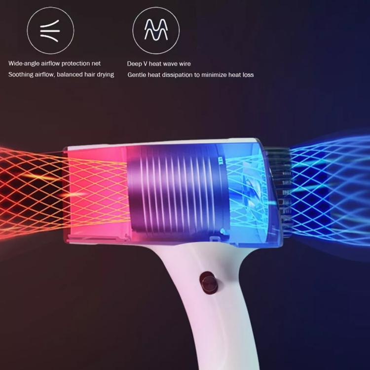 Rechargeable Wireless Hair Dryer Negative Ion Hot and Cold Wind Versatile Hairdressing Tools US Plug(Black)