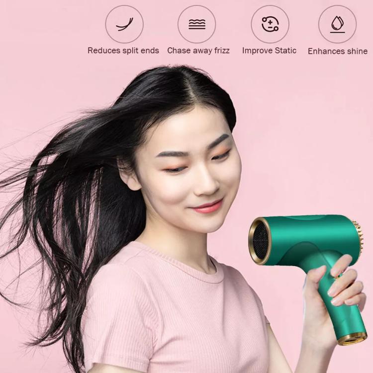 Rechargeable Wireless Hair Dryer Negative Ion Hot and Cold Wind Versatile Hairdressing Tools EU Plug(Pink)
