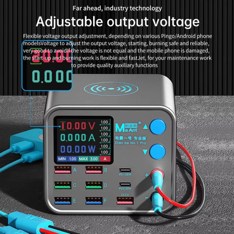 MaAnt DianBa No.1 Pro Multi-port Charger 9-ports With Digital Display Power Wireless Charger EU Plug