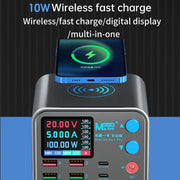 MaAnt DianBa No.1 Pro Multi-port Charger 9-ports With Digital Display Power Wireless Charger EU Plug
