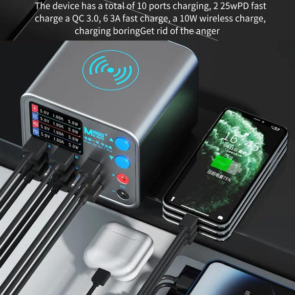 MaAnt DianBa No.1 Pro Multi-port Charger 9-ports With Digital Display Power Wireless Charger EU Plug
