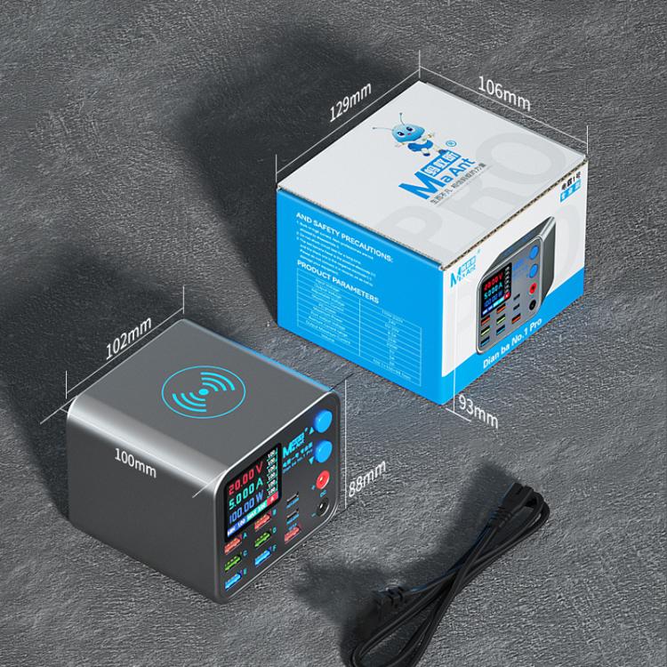 MaAnt DianBa No.1 Pro Multi-port Charger 9-ports With Digital Display Power Wireless Charger EU Plug