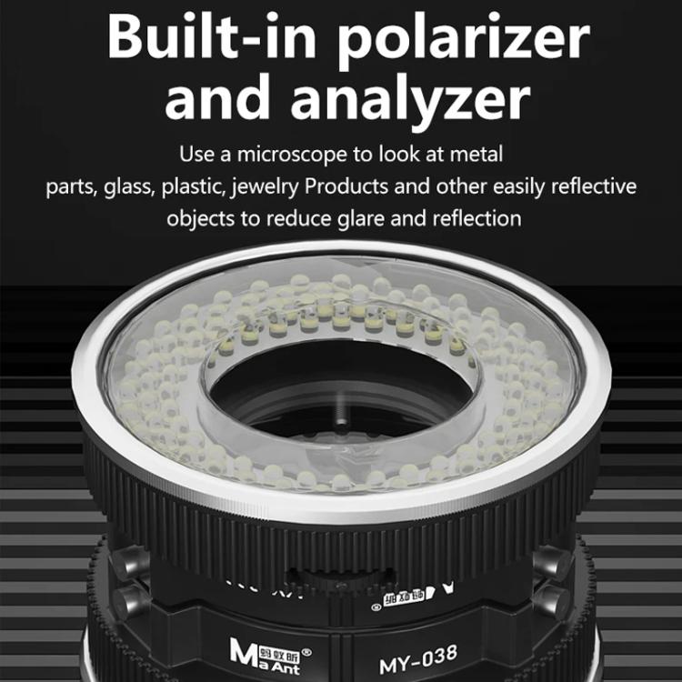 MaAnt MY-038 Cell Phone Repair Microscope Ring Polarized LED Light Source Lamps 96 Beads Anti-Glare Fill Lights