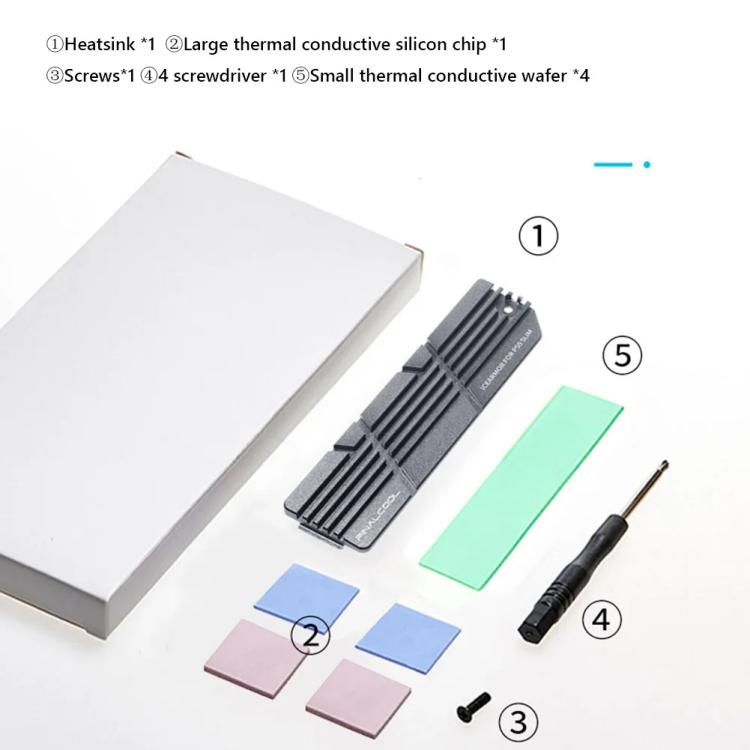 For PS5 Slim / Pro FinalCool M.2 2280 NVME SSD Radiator Integrated Aluminum Alloy Heatsink(Silver)