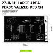 LUOWEI M3 27 inch Cell Phone Computer Repair Workbench Heat Insulation Mat High Temperature Resistant Odorless Silicone Mat
