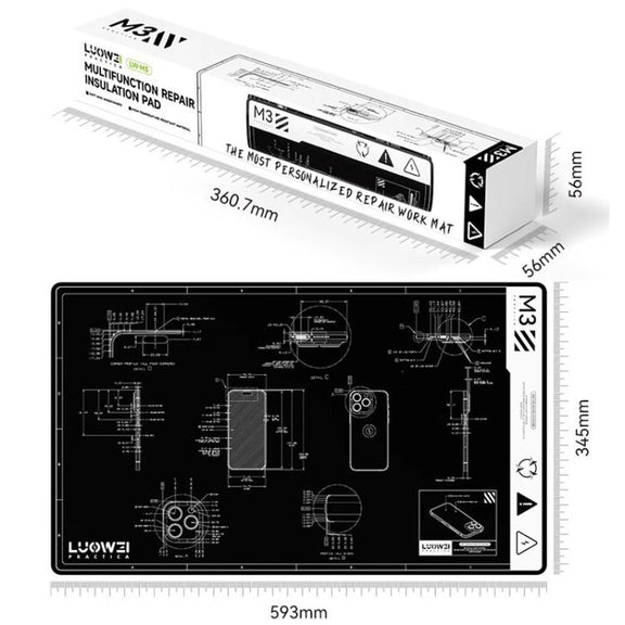 LUOWEI M3 27 inch Cell Phone Computer Repair Workbench Heat Insulation Mat High Temperature Resistant Odorless Silicone Mat
