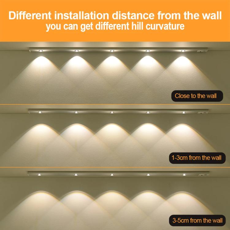 60cm Rechargeable Motion Sensor Light Bar Cabinet Wardrobe Lamp With Remote Control(Silver)