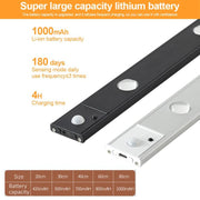 60cm Rechargeable Motion Sensor Light Bar Cabinet Wardrobe Lamp With Remote Control(Silver)