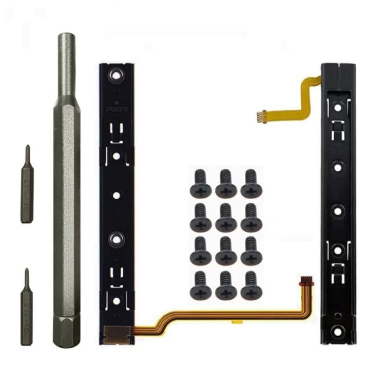 For Nintendo Switch Console 1pair Slide Rail With Tool Set NS Repair Parts(Black)