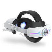 For Meta Quest 2 VR RGB Head Strap Adjustable Headband Built-in 8000 mAh Battery(Gaming White)