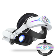 For Meta Quest 2 VR RGB Head Strap Adjustable Headband Built-in 8000 mAh Battery(Gaming White)
