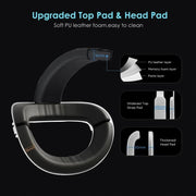 For Meta Quest 2 VR RGB Head Strap Adjustable Headband Built-in 8000 mAh Battery(Gaming White)