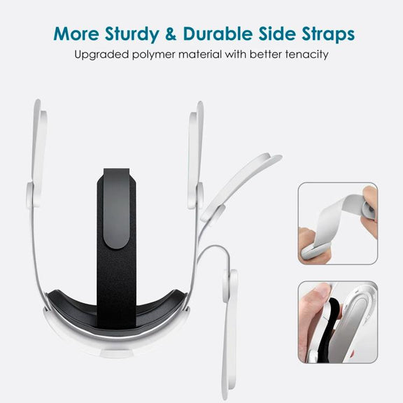 For Meta Quest 2 VR RGB Head Strap Adjustable Headband Built-in 8000 mAh Battery(Gaming White)