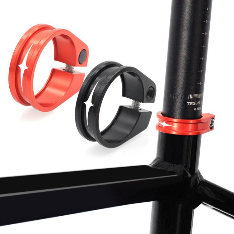 Mountain Road Bicycle Aluminum Locking Seatpost Clamps Seatpost Clamp Ring Fittings(34.9mm Black)
