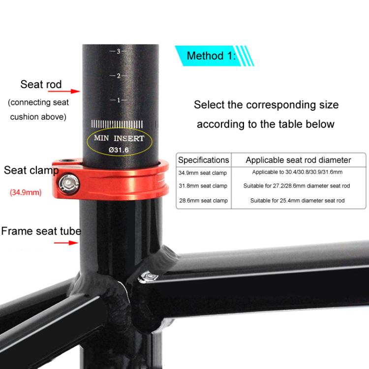 Mountain Road Bicycle Aluminum Locking Seatpost Clamps Seatpost Clamp Ring Fittings(31.8mm Black)
