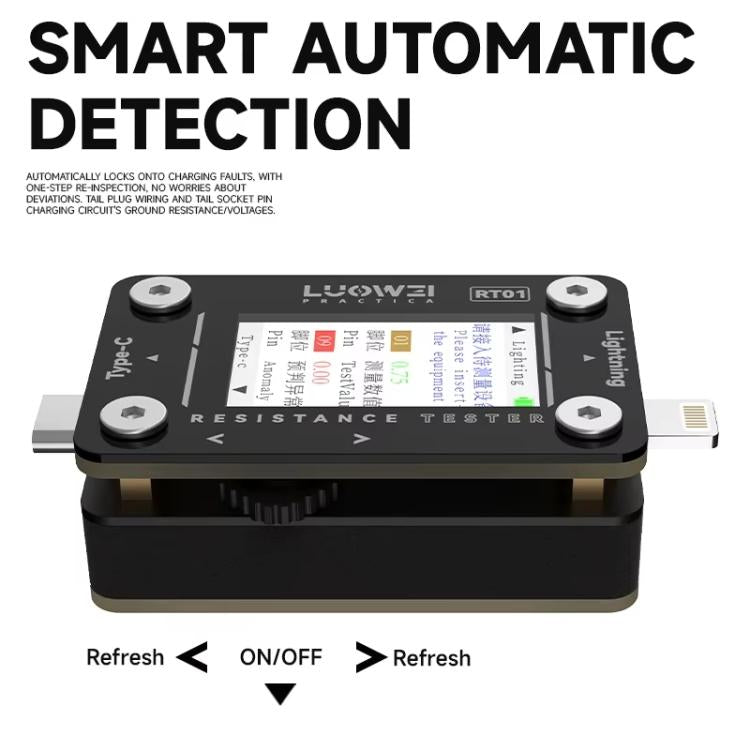 LUOWEI RT01 Type-C To 8 Pin Detachable Cell Phone Rear Plug Auto Tester