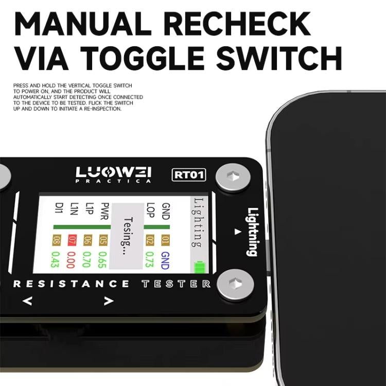 LUOWEI RT01 Type-C To 8 Pin Detachable Cell Phone Rear Plug Auto Tester