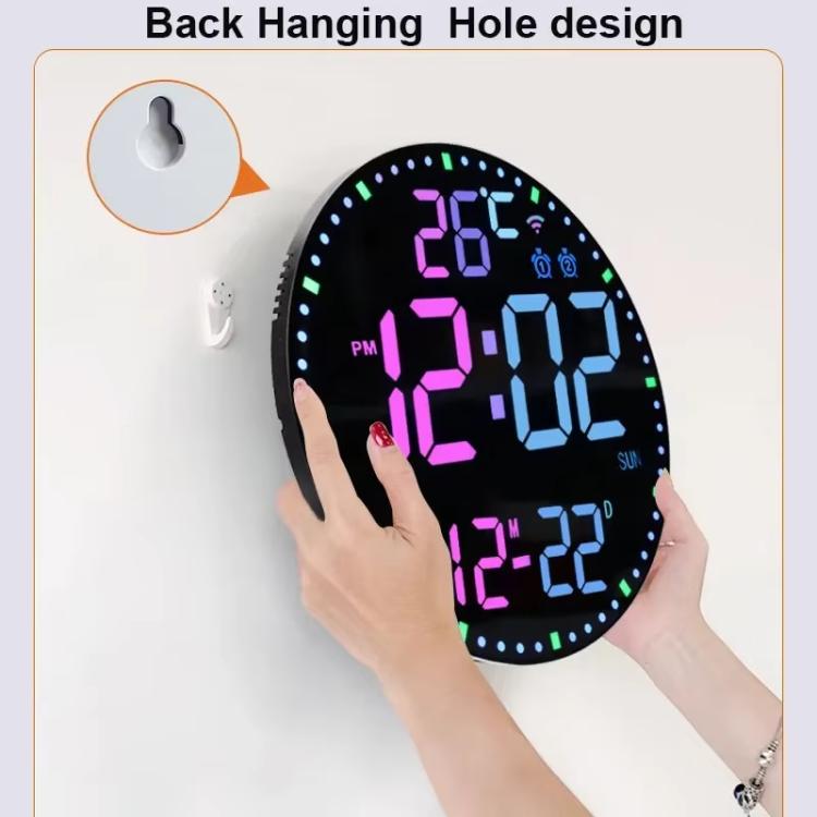 Wifi App Control LED Digital Wall Clock With RGB Light Multi-Functional Alarm Clock(White Shell Cloth Surface)