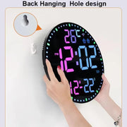 Wifi App Control LED Digital Wall Clock With RGB Light Multi-Functional Alarm Clock(White Shell Cloth Surface)
