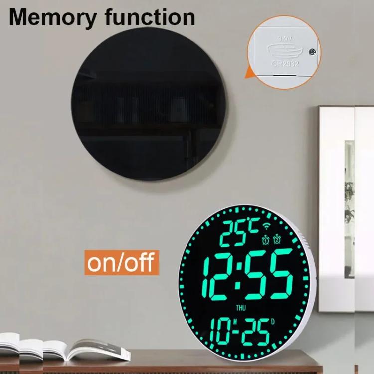 Wifi App Control LED Digital Wall Clock With RGB Light Multi-Functional Alarm Clock(White Shell Black Surface)
