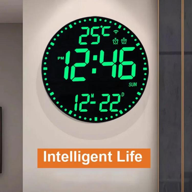 Wifi App Control LED Digital Wall Clock With RGB Light Multi-Functional Alarm Clock(Black Shell Colth Surface)