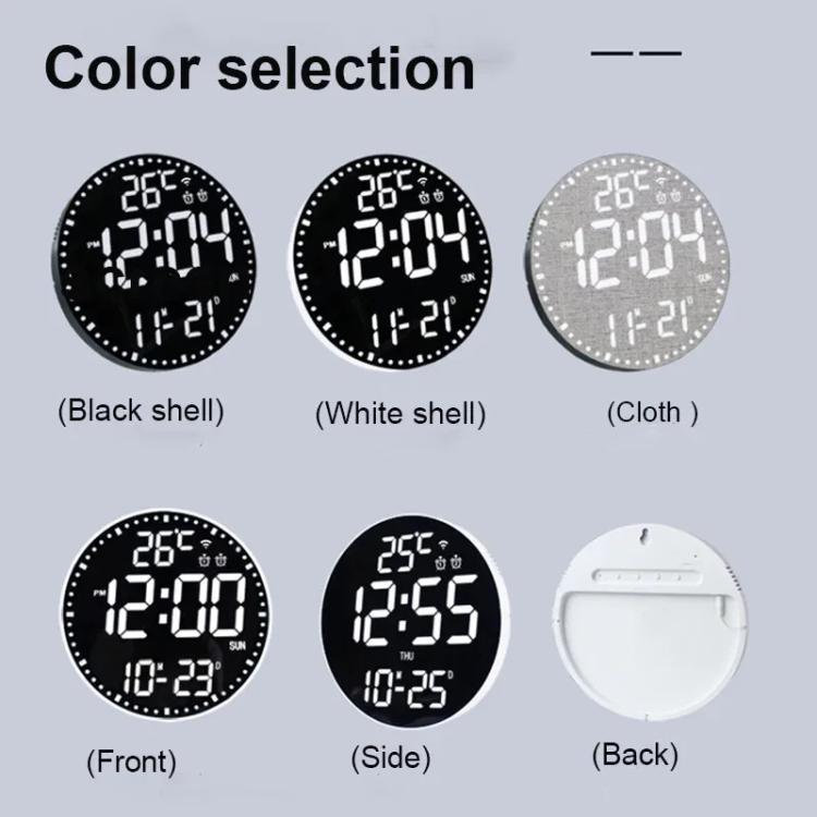 Wifi App Control LED Digital Wall Clock With RGB Light Multi-Functional Alarm Clock(White Shell Cloth Surface)
