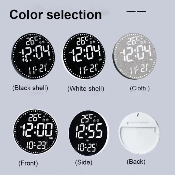 Wifi App Control LED Digital Wall Clock With RGB Light Multi-Functional Alarm Clock(White Shell Black Surface)
