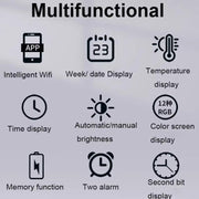 Wifi App Control LED Digital Wall Clock With RGB Light Multi-Functional Alarm Clock(White Shell Cloth Surface)