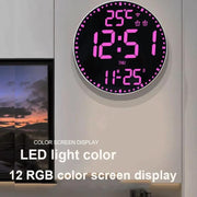 Wifi App Control LED Digital Wall Clock With RGB Light Multi-Functional Alarm Clock(White Shell Cloth Surface)