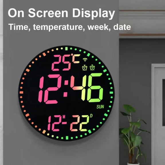 Wifi App Control LED Digital Wall Clock With RGB Light Multi-Functional Alarm Clock(White Shell Cloth Surface)