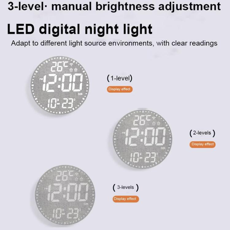 Wifi App Control LED Digital Wall Clock With RGB Light Multi-Functional Alarm Clock(White Shell Cloth Surface)