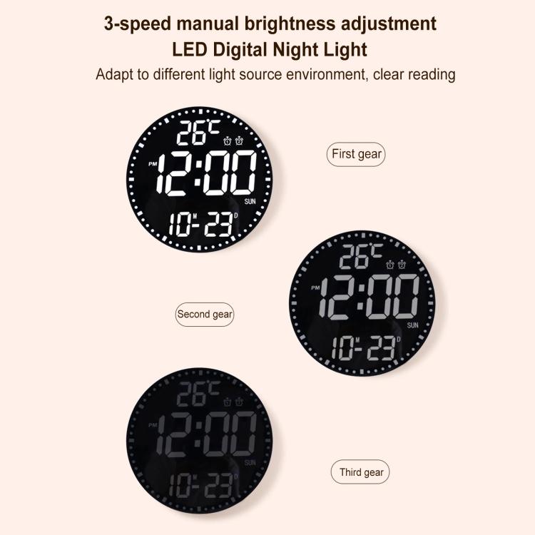 11.6-Inch RGB Wall Clock With Remote Control Multi-Functional Alarm Clock Bamboo+Bamboo