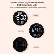11.6-Inch RGB Wall Clock With Remote Control Multi-Functional Alarm Clock Bamboo+Cloth