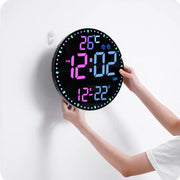 11.6-Inch RGB Wall Clock With Remote Control Multi-Functional Alarm Clock Bamboo+Bamboo