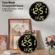 11.6-Inch RGB Wall Clock With Remote Control Multi-Functional Alarm Clock  White+Cloth