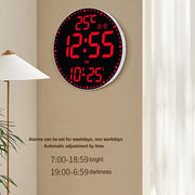 11.6-Inch RGB Wall Clock With Remote Control Multi-Functional Alarm Clock Bamboo+Bamboo