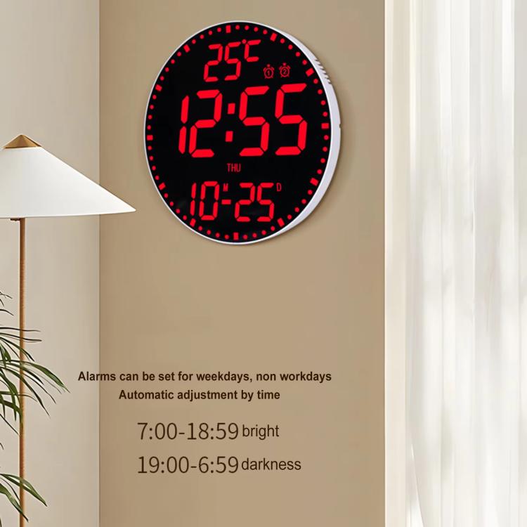 11.6-Inch RGB Wall Clock With Remote Control Multi-Functional Alarm Clock Bamboo+Black