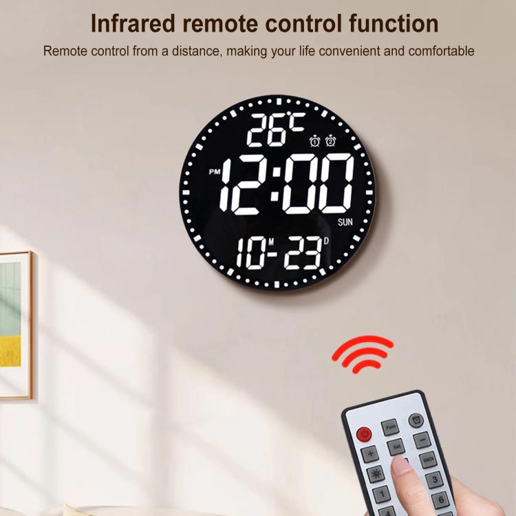 11.6-Inch RGB Wall Clock With Remote Control Multi-Functional Alarm Clock Bamboo+Bamboo