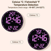 11.6-Inch RGB Wall Clock With Remote Control Multi-Functional Alarm Clock Bamboo+Bamboo
